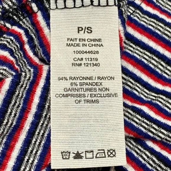 Garage Cropped Long Sleeve Top Women's Small Red White Blue Stripe Tie Front GUC - Picture 5 of 6